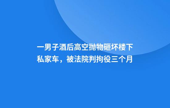 一男子酒后高空抛物砸坏楼下私家车，被法院判拘役三个月