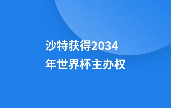 沙特获得2034年世界杯主办权