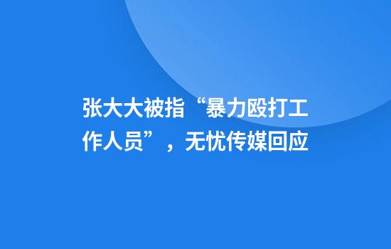 张大大被指“暴力殴打工作人员”，无忧传媒回应