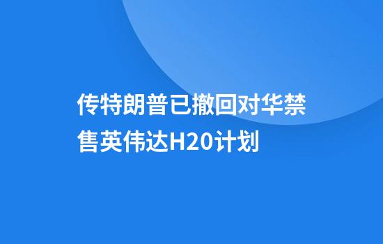 传特朗普已撤回对华禁售英伟达H20计划