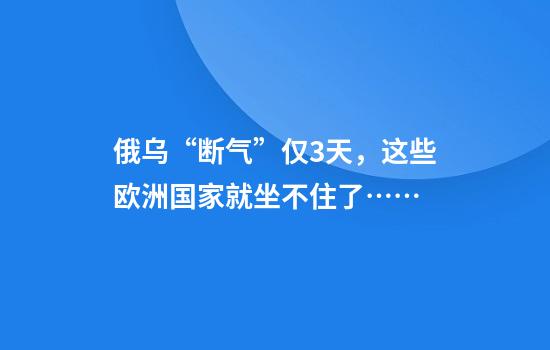 俄乌“断气”仅3天，这些欧洲国家就坐不住了……