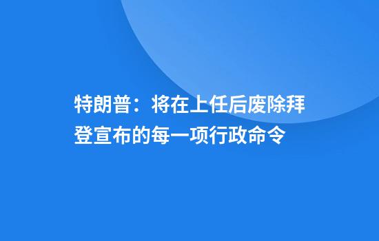 特朗普：将在上任后废除拜登宣布的每一项行政命令