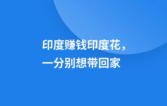 印度赚钱印度花，一分别想带回家