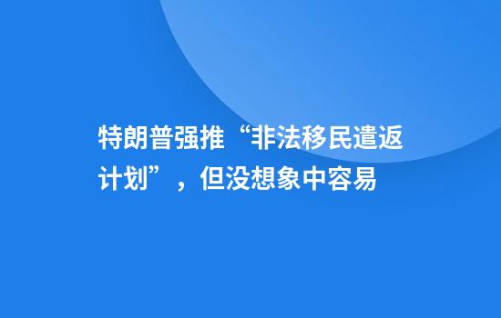 特朗普强推“非法移民遣返计划”，但没想象中容易