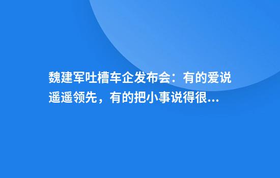 魏建军吐槽车企发布会：有的爱说遥遥领先，有的把小事说得很神秘