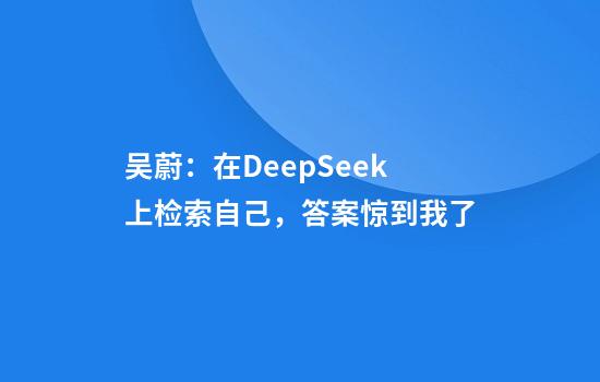 吴蔚：在DeepSeek上检索自己，答案惊到我了