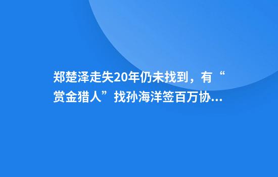 郑楚泽走失20年仍未找到，有“赏金猎人”找孙海洋签百万协议提供线索，多方发声
