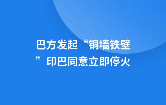 巴方发起“铜墙铁壁”印巴同意立即停火