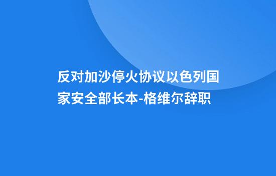 反对加沙停火协议以色列国家安全部长本-格维尔辞职