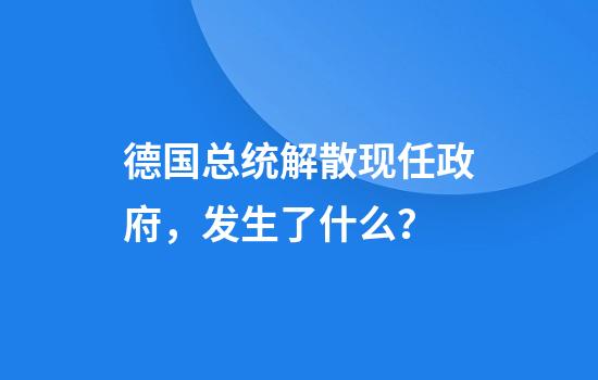 德国总统解散现任政府，发生了什么？