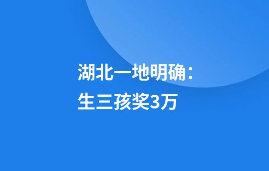 湖北一地明确：生三孩奖3万