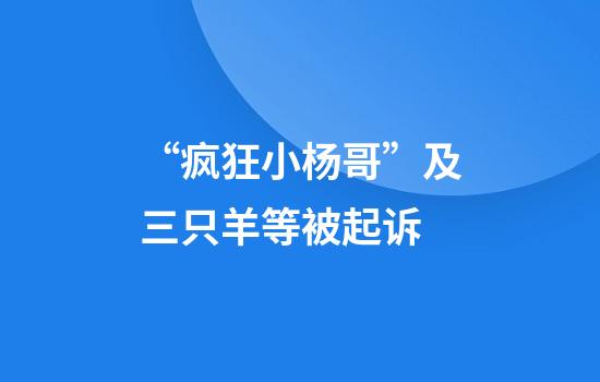 “疯狂小杨哥”及三只羊等被起诉