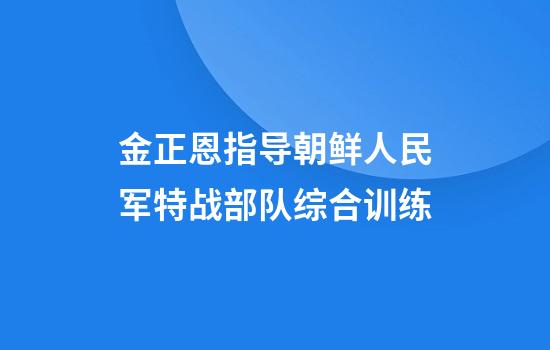 金正恩指导朝鲜人民军特战部队综合训练