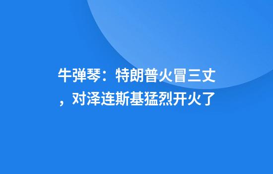 牛弹琴：特朗普火冒三丈，对泽连斯基猛烈开火了