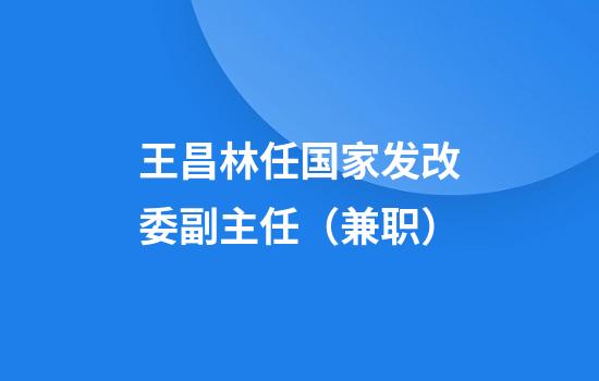 王昌林任国家发改委副主任（兼职）