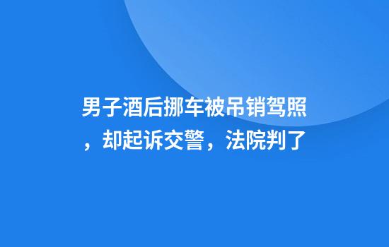 男子酒后挪车被吊销驾照，却起诉交警，法院判了