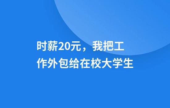 时薪20元，我把工作外包给在校大学生