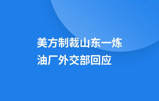 美方制裁山东一炼油厂外交部回应