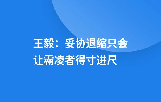 王毅：妥协退缩只会让霸凌者得寸进尺