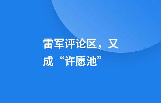 雷军评论区，又成“许愿池”