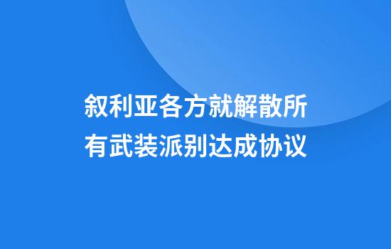 叙利亚各方就解散所有武装派别达成协议