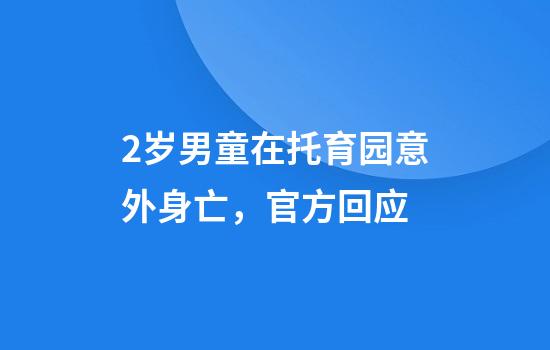 2岁男童在托育园意外身亡，官方回应