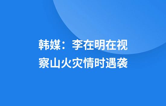 韩媒：李在明在视察山火灾情时遇袭