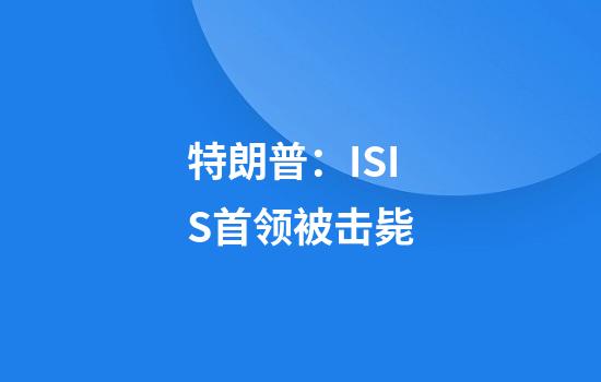 特朗普：ISIS首领被击毙