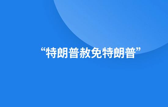 “特朗普赦免特朗普”