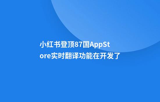 小红书登顶87国AppStore实时翻译功能在开发了