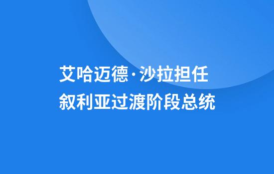 艾哈迈德·沙拉担任叙利亚过渡阶段总统