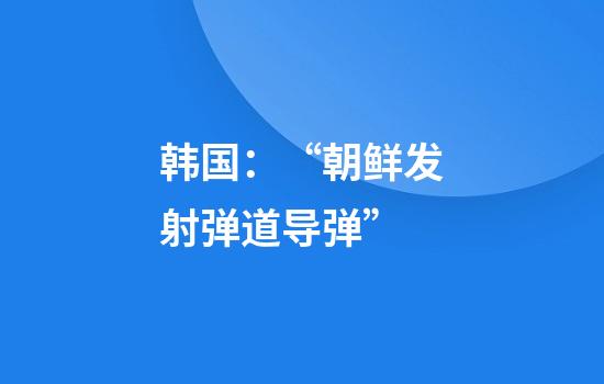 韩国：“朝鲜发射弹道导弹”