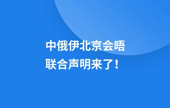 中俄伊北京会晤联合声明来了！