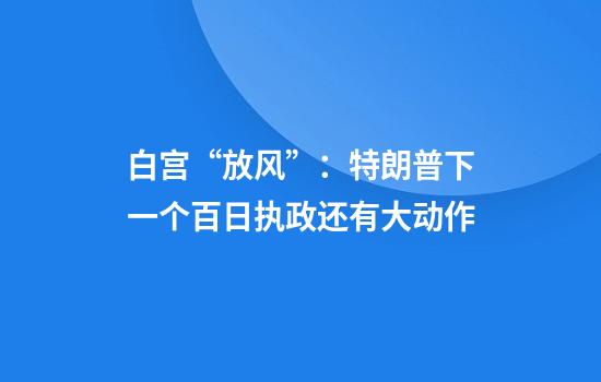 白宫“放风”：特朗普下一个百日执政还有大动作
