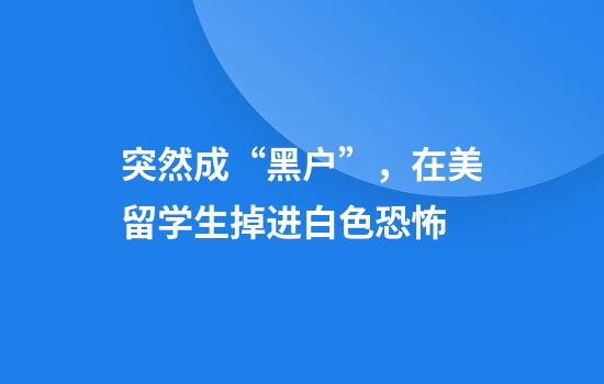 突然成“黑户”，在美留学生掉进白色恐怖