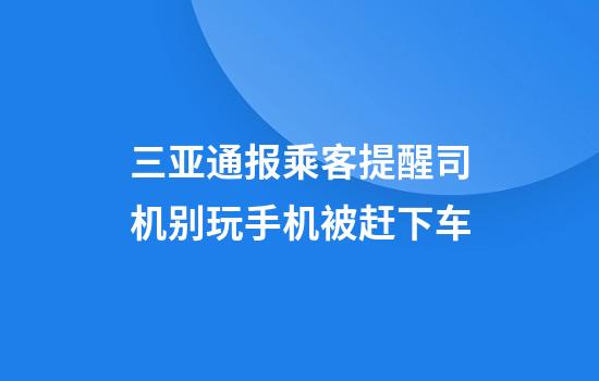 三亚通报乘客提醒司机别玩手机被赶下车