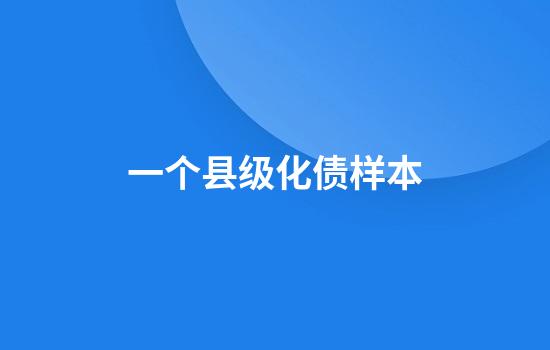 一个县级化债样本