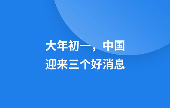 大年初一，中国迎来三个好消息