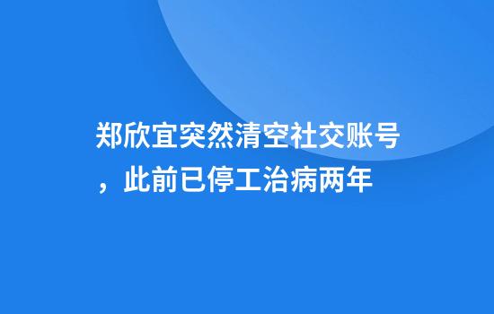 郑欣宜突然清空社交账号，此前已停工治病两年