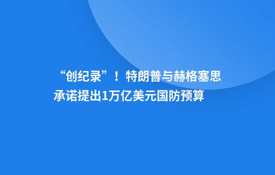“创纪录”！特朗普与赫格塞思承诺提出1万亿美元国防预算
