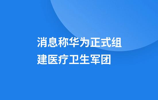 消息称华为正式组建医疗卫生军团