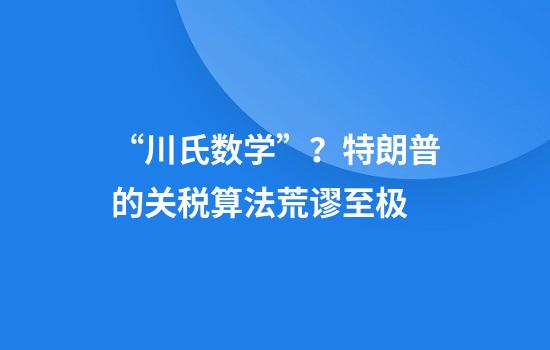 “川氏数学”？特朗普的关税算法荒谬至极