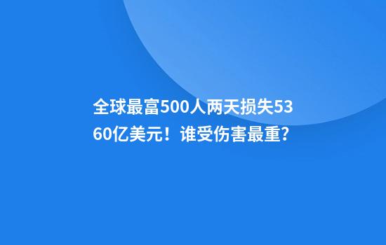 全球最富500人两天损失5360亿美元！谁受伤害最重？