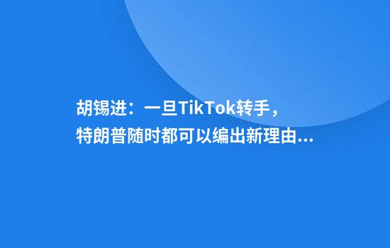 胡锡进：一旦TikTok转手，特朗普随时都可以编出新理由对华加征关税
