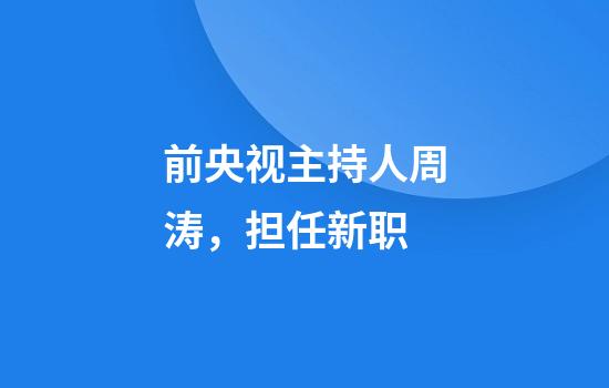 前央视主持人周涛，担任新职