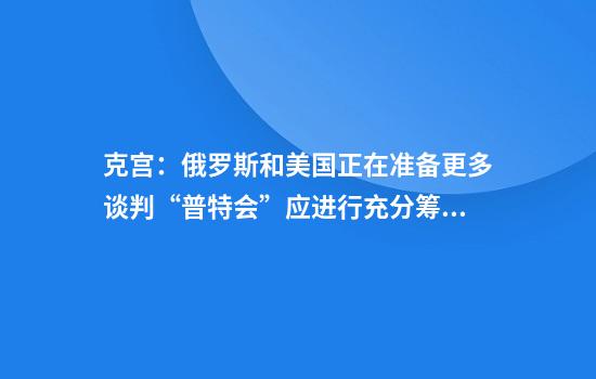 克宫：俄罗斯和美国正在准备更多谈判“普特会”应进行充分筹备