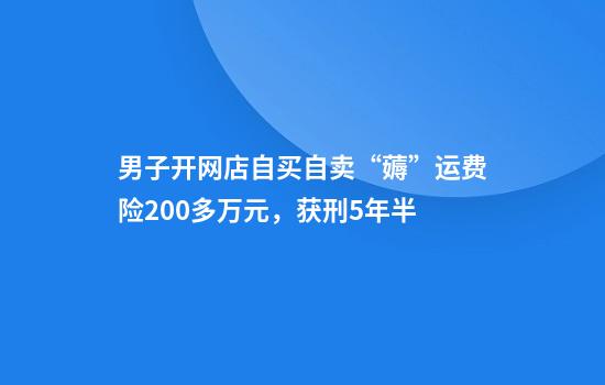 男子开网店自买自卖“薅”运费险200多万元，获刑5年半