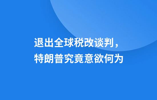 退出全球税改谈判，特朗普究竟意欲何为
