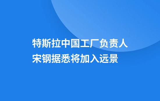 特斯拉中国工厂负责人宋钢据悉将加入远景
