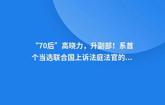 “70后”高晓力，升副部！系首个当选联合国上诉法庭法官的中国人